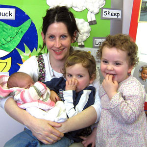 A baby with hearing loss and their family - The Elizabeth Foundation for deaf children - Lets Listen and Talk baby programme